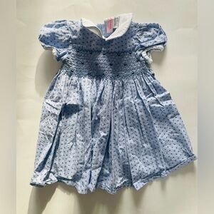 Emily Lacey Blue Smocked Puff Sleeve Dress